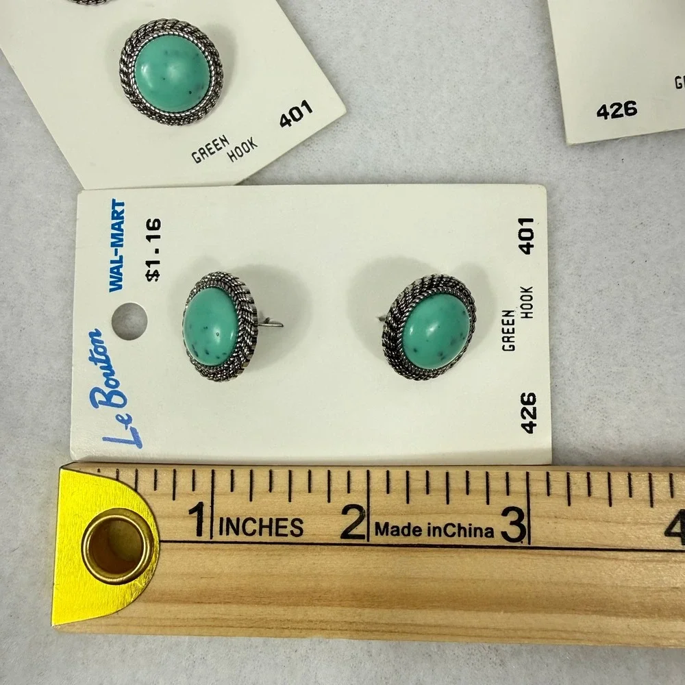 Le Bouton Turquoise Buttons Green Hook Set of 5 Vintage Original‎ Packaging